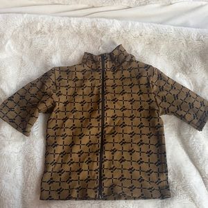 Urban brown zip crop top